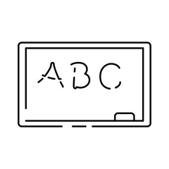 Back to school Vector Line Icon. Study education biology, chemistry and more. Classroom blackboard