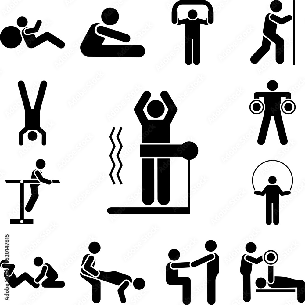 Aufkleber man sports gym exercise leanness with arrow pictogram icon in a collection with other items