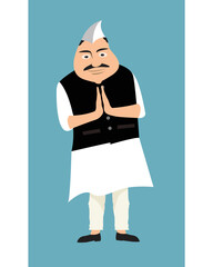 Indian politician request for voting flat vector illustration - obrazy, fototapety, plakaty