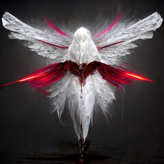 Fototapety  red and white wings. Generative AI Technology