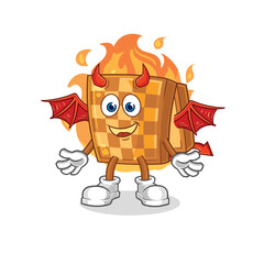 wood chess demon with wings character. cartoon mascot vector