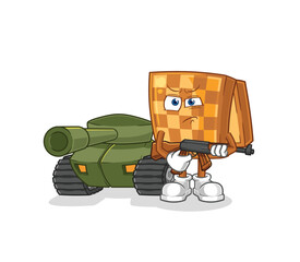 wood chess soldier with tank character. cartoon mascot vector