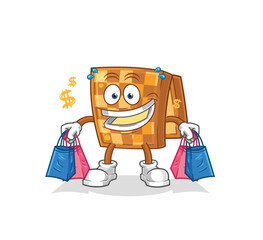 wood chess shoping mascot. cartoon vector
