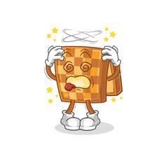 wood chess dizzy head mascot. cartoon vector