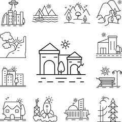 Architecture buildings line icon in a collection with other items