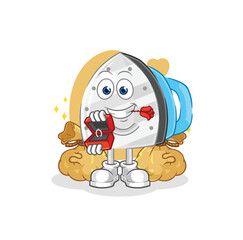 iron propose with ring. cartoon mascot vector