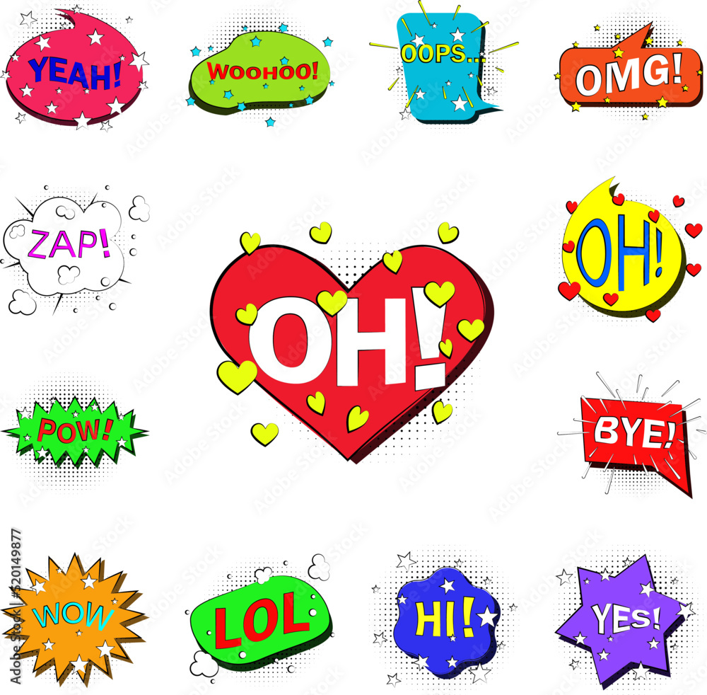 Poster pop art oh bobble color icon in a collection with other items