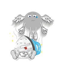 iron spirit leaves the body mascot. cartoon vector