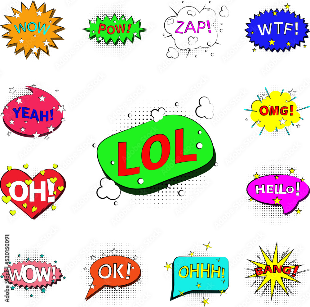 Poster pop art lol bobble color icon in a collection with other items