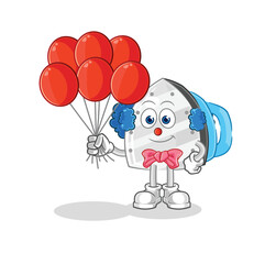 iron clown with balloons vector. cartoon character