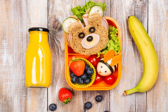 Lunch Box With Funny Bear Sandwich