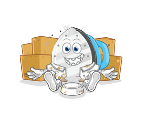 iron homeless character. cartoon mascot vector