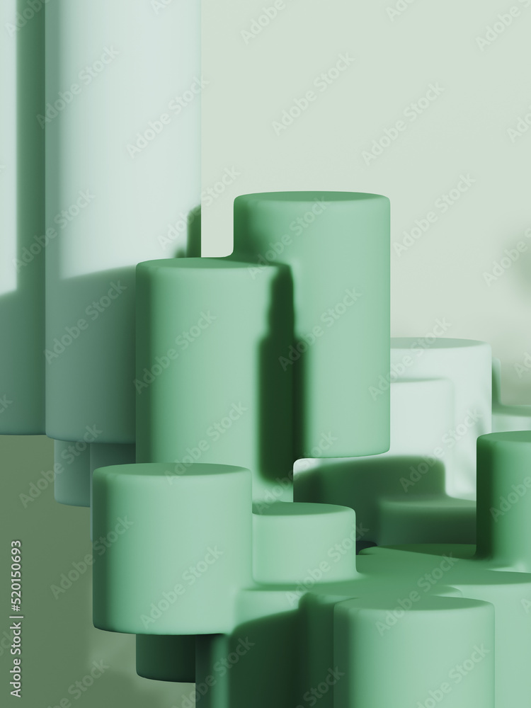 Aufkleber summer mockup concept for product presentation. green geometric stage platform on light green backgr