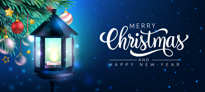 Christmas eve vector background design. Merry christmas greeting text with lamp post element in night celebration for xmas holiday season. Vector illustration.
