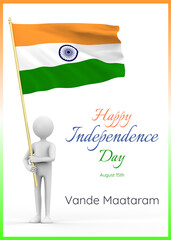 Design of India Independence Day celebration - 3D and 2D Illustration