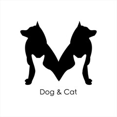 Two dogs and two cats logo design vector