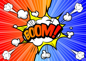 アメコミ風爆発テンプレート Boom pop art background, an explosion in comics book style.
