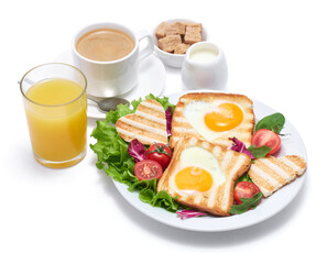 Fototapeta na wymiar Fried Egg on Toast Bread isolated on white background