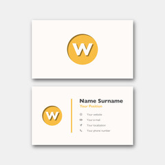 Logo alphabet letter "W", with business card template. Vector graphic design elements for company logo. Editable vector design.