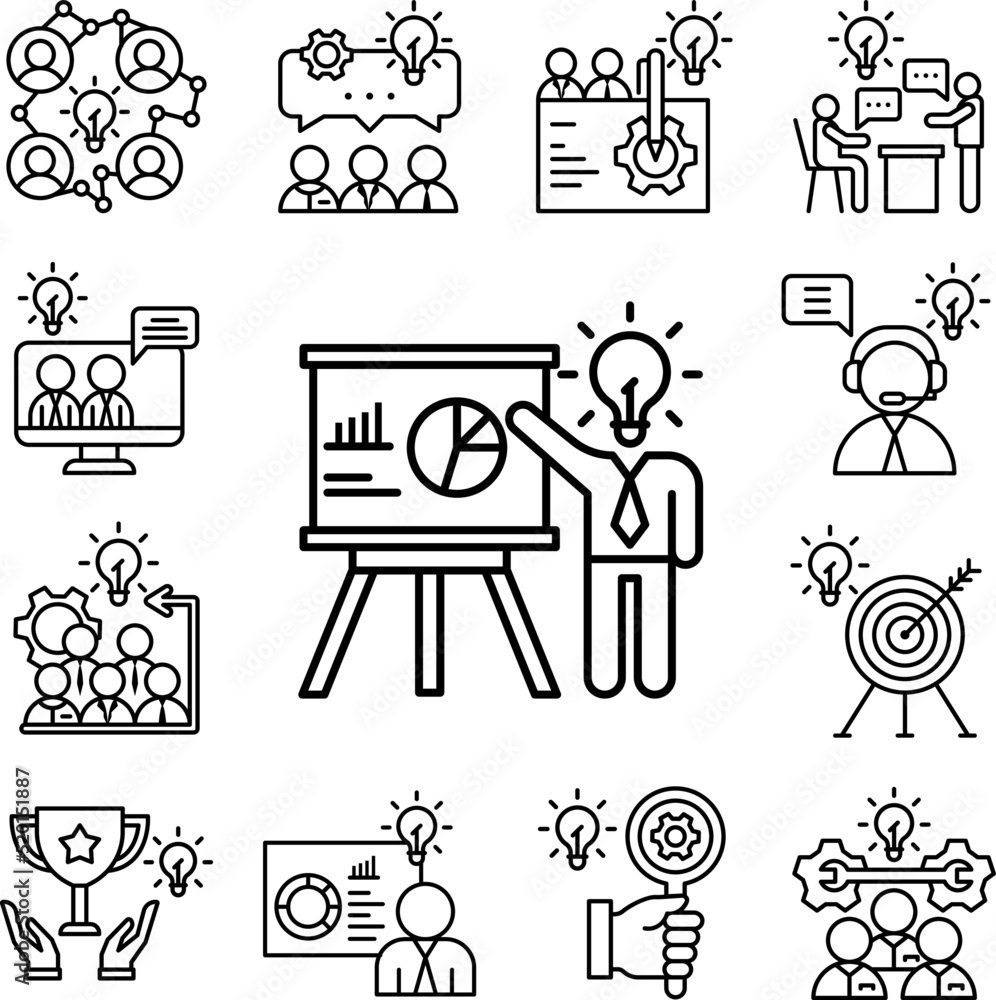 Poster training idea icon in a collection with other items
