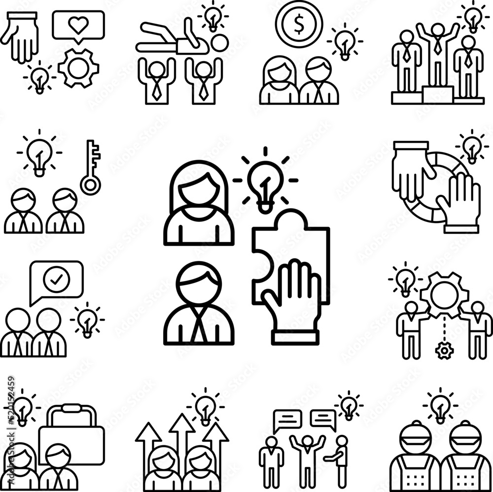Poster team puzzle idea icon in a collection with other items