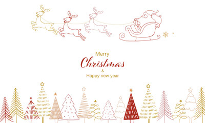 Obraz premium 手描きのクリスマスのベクターイラスト背景