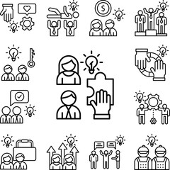 Team puzzle idea icon in a collection with other items