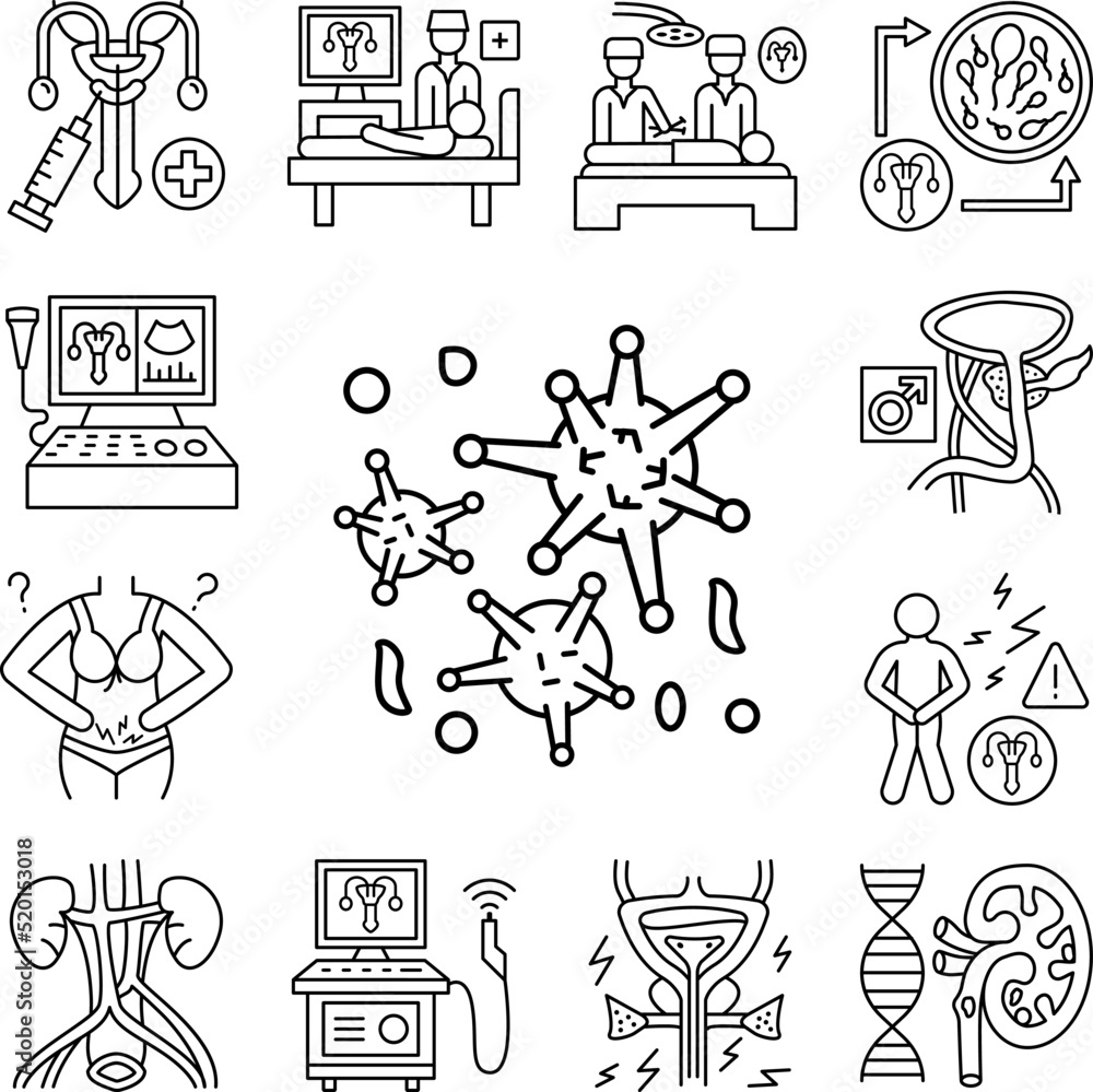 Poster viruses urethra icon in a collection with other items