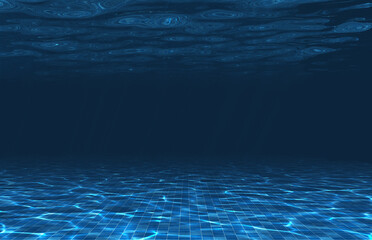 Fototapeta na wymiar Underwater shot of the swimming pool. 3d illustration