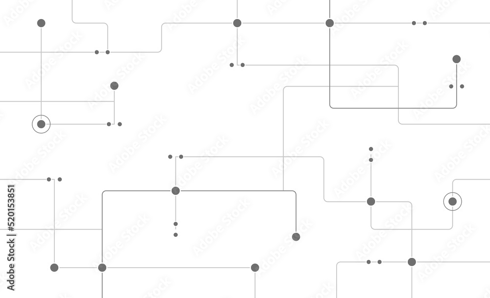 Poster Technology circuit board system connected dots and lines background template. Big data blockchain linked global digital database graphic vector