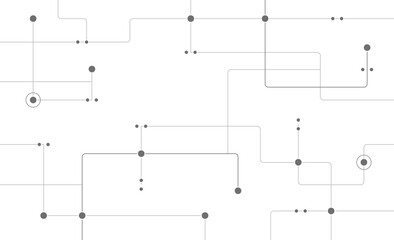 Technology circuit board system connected dots and lines background template. Big data blockchain linked global digital database graphic vector