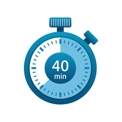 Stopwatch 40 minutes icon illustration in flat style. Timer vector illustration on isolated background. Time alarm sign business concept.