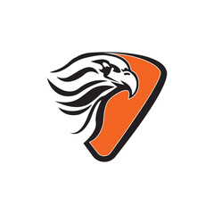 Bird falcon and  logo design, eagle or hawk badge emblem
