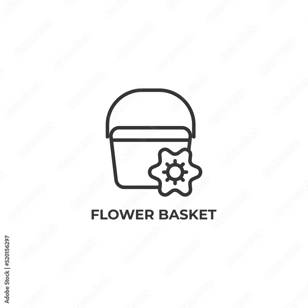 Poster flower basket line icon. linear style sign for mobile concept and web design. outline vector icon. s