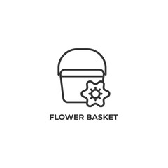flower basket line icon. linear style sign for mobile concept and web design. Outline vector icon. Symbol, logo illustration. Vector graphics
