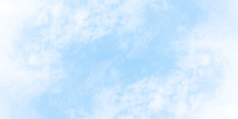 Clear and cloudy puffy and blurry blue sky background, bright and fresh blue sky and white clouds of summer or winter seasons.