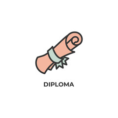 diploma vector icon. Colorful flat design vector illustration. Vector graphics - obrazy, fototapety, plakaty