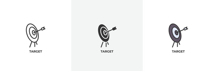 target icon. Line, solid and filled outline colorful version, outline and filled vector sign. Idea Symbol, logo illustration. Vector graphics