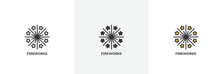 fireworks icon. Line, solid and filled outline colorful version, outline and filled vector sign. Idea Symbol, logo illustration. Vector graphics