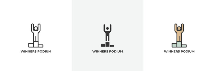 winners podium icon. Line, solid and filled outline colorful version, outline and filled vector sign. Idea Symbol, logo illustration. Vector graphics