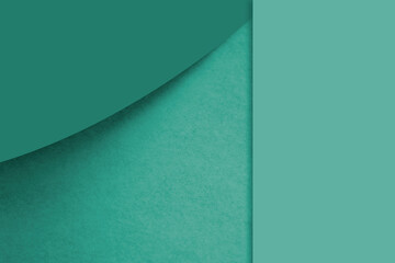Textured and plain pastel green sheet papers forming a curve and vertical blank rectangle for creative cover designing