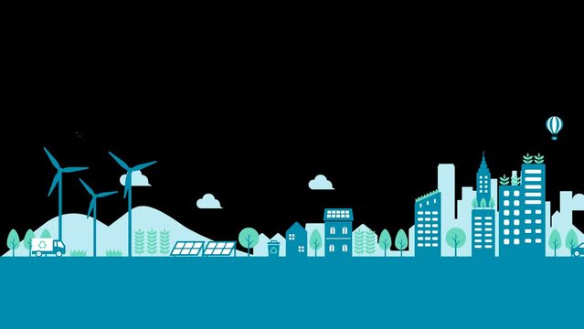 Smart ecology city illustration animation ( transparent background )