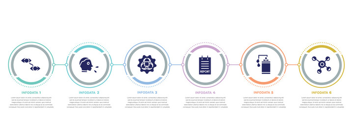 concept infographic design template. included eyes, cover cough, contagious, report, hand sanitizer, cells icons and 6 option or steps.