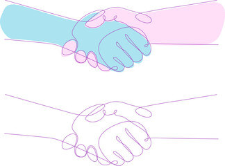 Hand Shake Line Art, vector illustration
