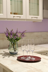 Interior. Glasses on the table