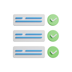 Fototapeta premium Checklist Note Check 3D Rendering Illustration