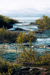 River delta joining arctic lake