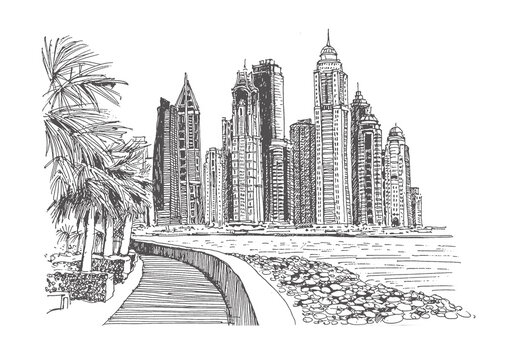 Dubai city illustration  City illustration City drawing Dubai city