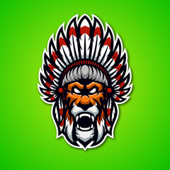 Lion indian masscot illustration premium vector