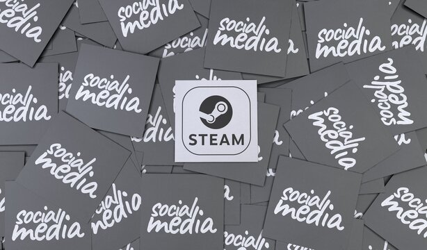 steam, social media 3d Logo Visual Scene
